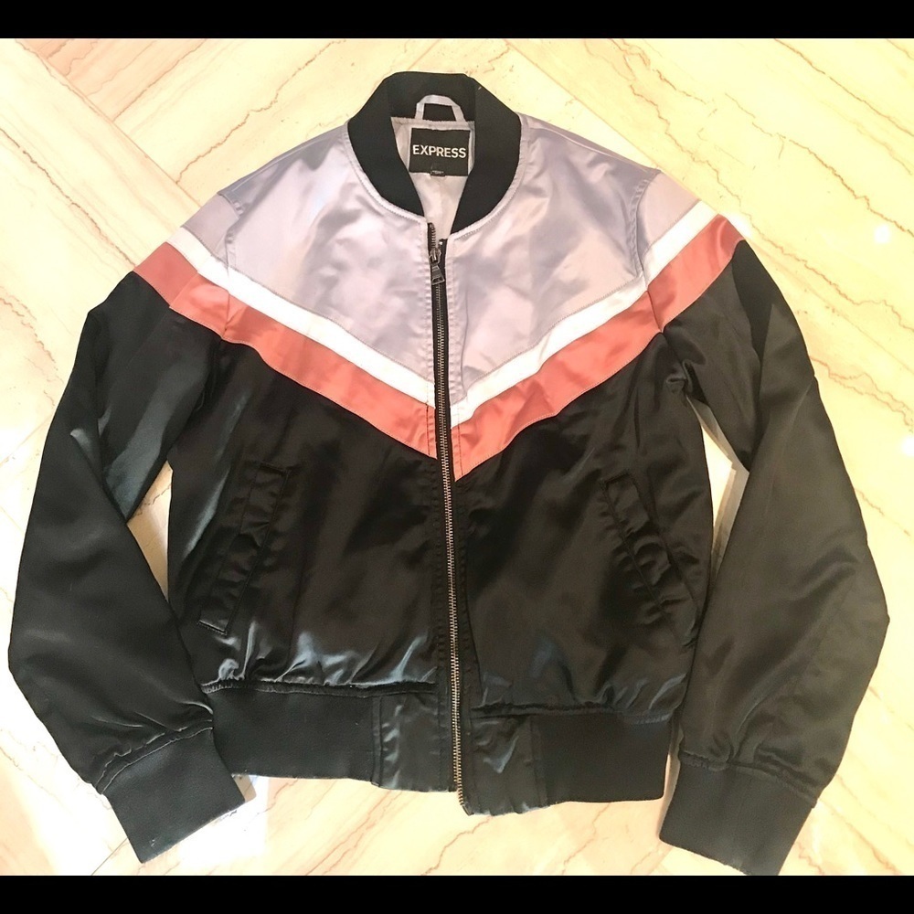 Vintage Express Satin Multi color bomber style jacket